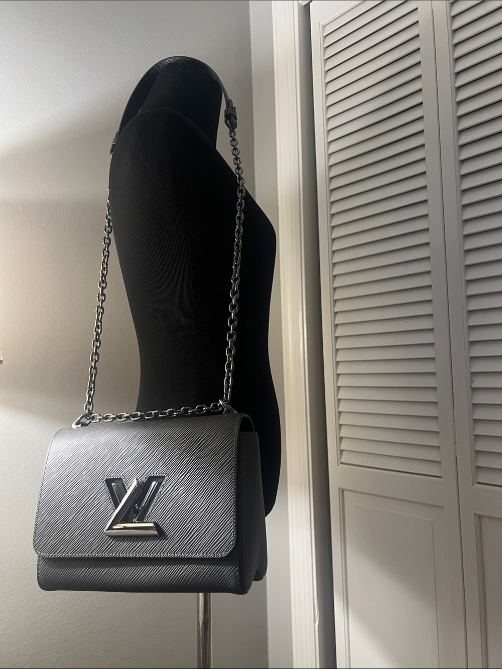 Louis Vuitton Black Epi Leather Shoulder Bag with Gunmetal Chain NWOT